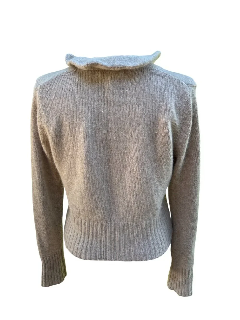 Bolero Cardigan Womens Beige Ruffle Trim Angora Wool Blend Large Bertinelli